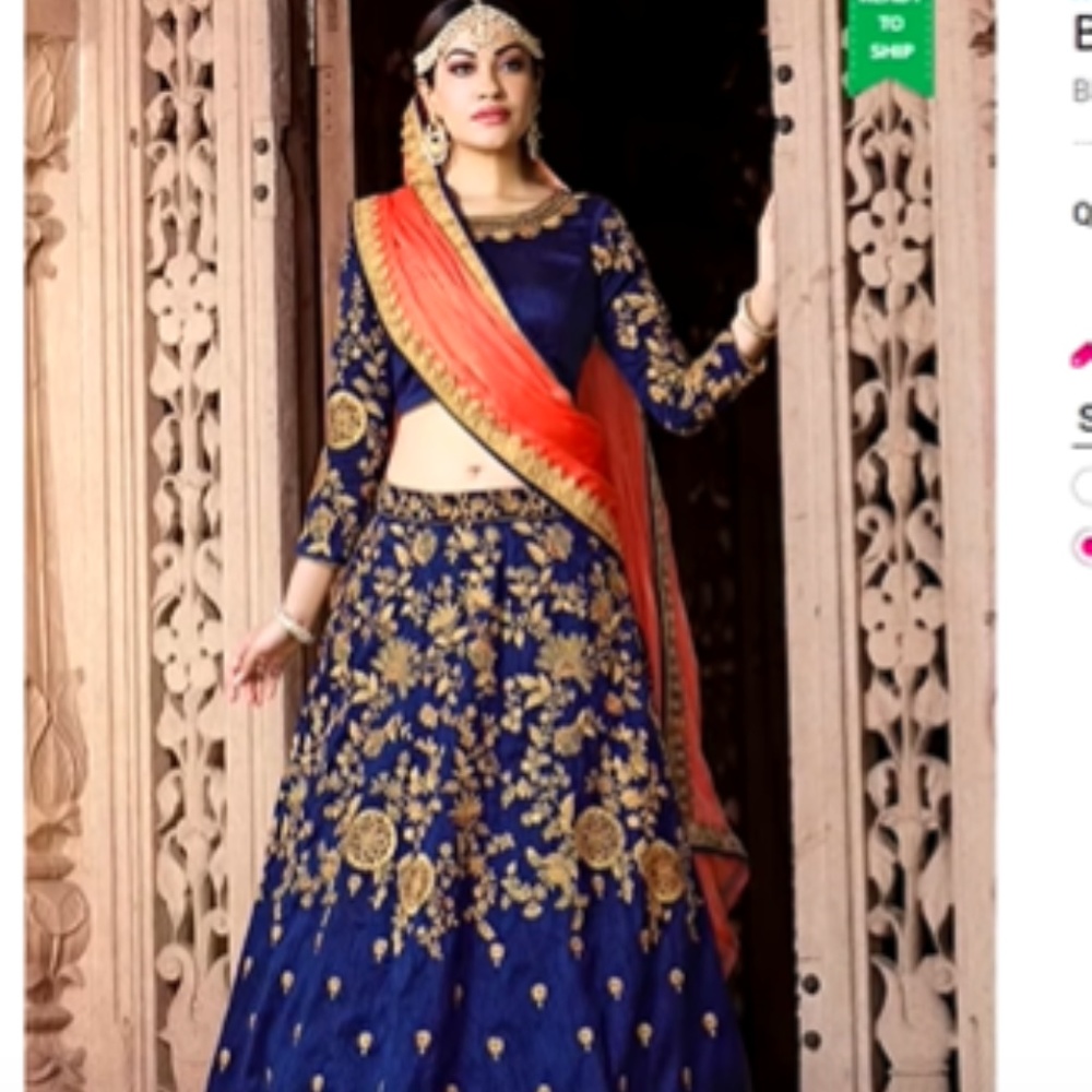 BLUE LEHENGA SIZE 32 stitched brand new